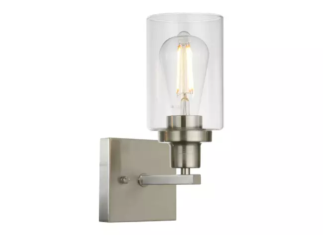 wall-mounted brushed nickel light fixture