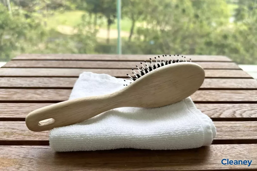 let wooden hairbrush dry