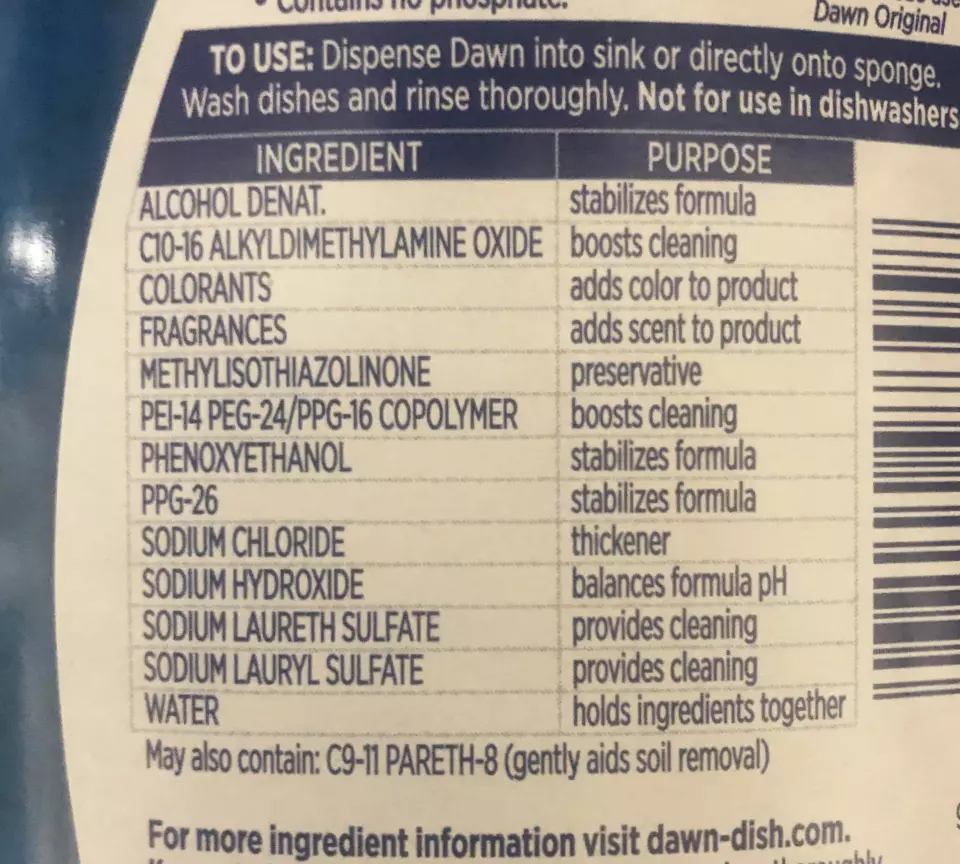 dawn dish soap ingredients